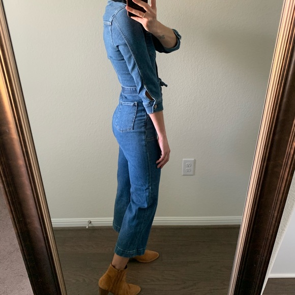 7 for all Mankind vintage cropped denim jumpsuit - Picture 11 of 15